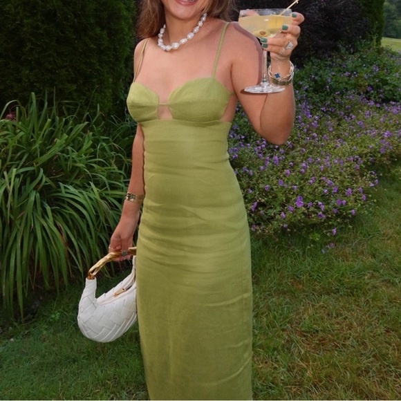 NEW NWT Reformation Malibu Linen Avocado Maxi Dress 12 - Picture 5 of 10
